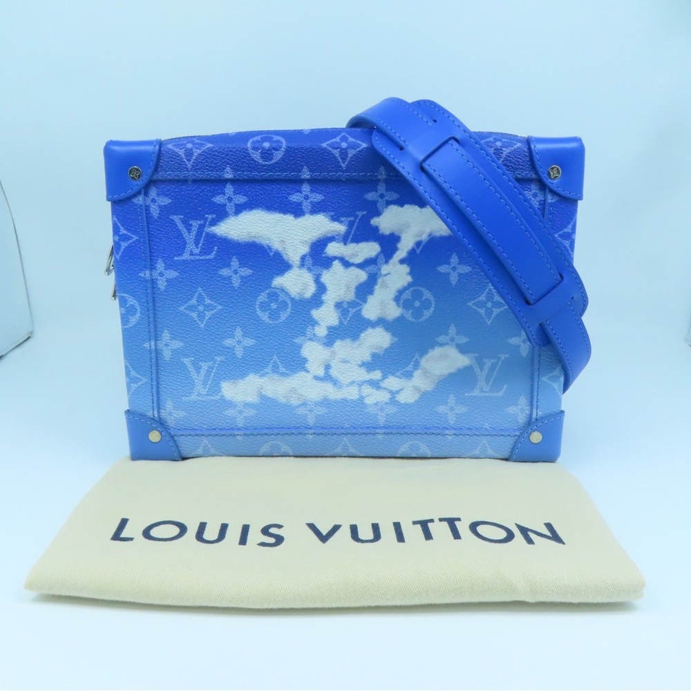 Louis Vuitton Blue Monogram Canvas Soft Trunk Silver Hardware. Limited Edition